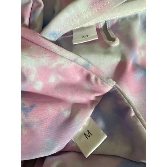 Pastel Tie Dye Swimsuit Two Piece Bandeau High Waist Size M - Picture 3 of 4